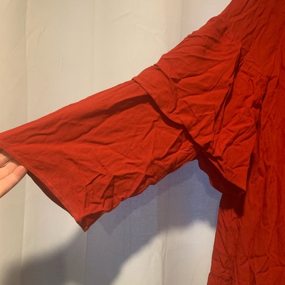 Plus Sized Ruffle Sleeved Rust Dress NWT - Picture 3 of 7